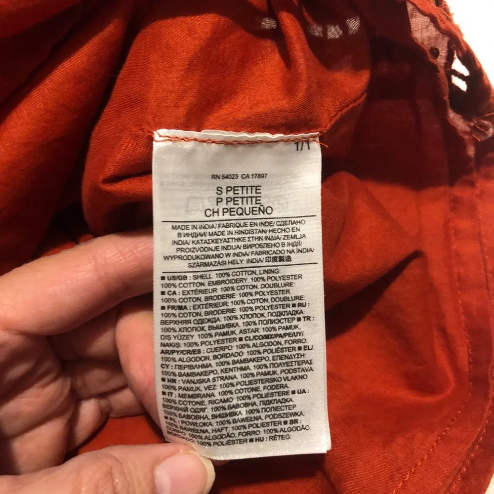 Banana Republic Orange Red Embroidered Strappy Sleeveless Summer Top v neck - Picture 9 of 10